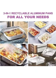 Vsell24 1200Cc 400Pc Disposable Aluminium Containers Foil Pans With Lids For Food Storage