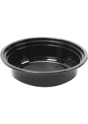 Go2Camps Alsaqer [20 Pack] Compartment Round Black Base With Lids Food Storage Container(32 Oz) Ro32, Disposable Food Container, Meal Containers, Lunch Boxes Microwave, Freezer Safe (1 - Compartment)