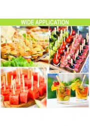 LAVISH Wooden Fruit Forks, Bamboo Fruit Fork, Two Prongs Fruit Forks Disposable Cocktail Food Picks Blunt-end Forks