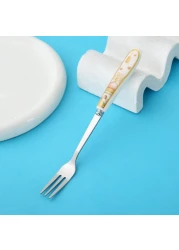 Lihan 6Pcs Ramadan Designed Fork (S), Gold Plasted Design Plating Stainless Steel 15.5X1.5X15.5Cm Spoons For Cake Spoon, Dessert Spoons, Easy To Clean, Dishwasher Safe