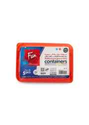 Fun Containers With Lid Clear And Red 828ml 5 PCS