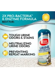 Simple Solution Urine Destroyer Enzymatic Cleaner Pet Stain and Odor Remover with 2X Probacteria Cleaning Power 32 Ounces