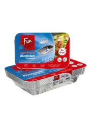 فان حاوية طعام من الألومنيوم مع غطاء للإستعمال مرة واحدة - فضي 1.98 لتر+ 800 ملل 10 قطع