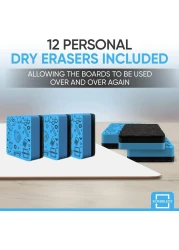 Scribbledo 12 Small White Board Dry Erase Boards Classroom Pack Mini White Boards 9x12 Double Sided Personal Whiteboards for Students Teachers School Supplies Lapboards Mini Whiteboard Erasers Incl