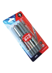 يوني بول قلم حبر سائل UB157 0.7 ملم، 8 قطع - أزرق وأسود