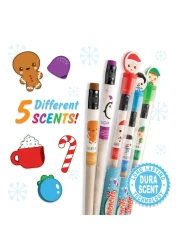 Holiday Smencils HB 2 Patented Gourmet Scented Fun Pencils 5 Count Stocking Stuffer Gifts for Kids School Supplies Party Favors Classroom Rewards