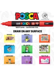 15 Posca Paint Markers 3M Fine Posca Markers of Acrylic Paint Penswith Reversible Tips Posca Pens for Art Supplies Fabric Paint Fabric Markers Paint Pen Art Markers