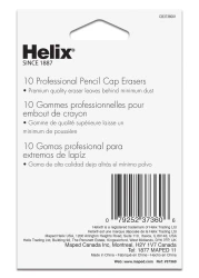 Helix Professional Pencil Cap Erasers 10ct Efficient Correction Durable Clean Ideal for Students and Professionals Latex free