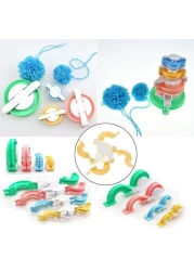 Pompom Maker Kits Pom pom Knitting Loom Kit Fluff Ball Weaver Needle Craft DIY Knitting Crochet Craft Tool Kit 6PS Pompom Maker 1PS Scissors 7