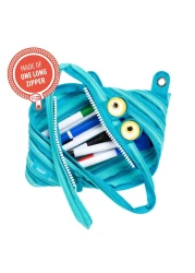 ZIPIT Wildlings Pencil Pouch for Kids 3Ring Binder Pencil Case Large Capacity Pen Case for School Blue