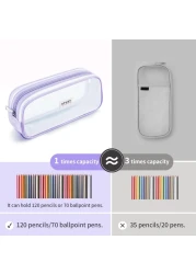 KALIDI Grid Mesh Pencil Case Large Capacity Pencil Case Big Pencil Pouch With Zipper Simple Stationery Bag Aesthetic Pen Bag for School Teen Girl Boy MultiPurpose bag for office Men Women Purple