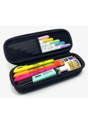 Arber Large Capacity Pencil Pen Case Simple Zipper Organizer Box Hard Sided Slim Art Pouch Bag for Colored Markers Adults Teens Office Supply College Black