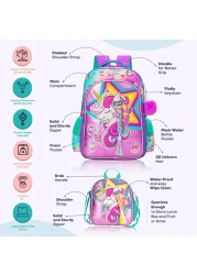 Eazy Kids - 18" Set of 4 School Bag Lunch Bag Activity Bag &amp; Pencil Case Unicorn-Pink
