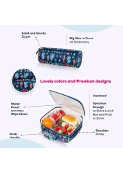 Eazy Kids - 18" Set of 3 Trolley School Bag Lunch Bag &amp; Pencil Case Cacti - Blue