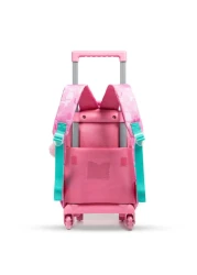 Eazy Kids 16" Set of 3 Trolley School Bag with Lunch Bag and Pencil Case Lama - Pink