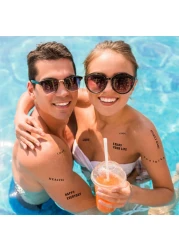 PAGOW 5 Sheets Temporary Tattoo Letters Waterproof Fake Tattoos Temporary Tattoo Stickers for Adults Men Women Face Body Fingers Black