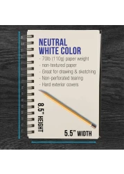 US Art Supply 55 x 85 Premium Hardbound Sketch Book Pack of 2 80 Sheets Each 70 lb 110gsm Hardcover Spiral Bound Artist Field Sketch Pad AcidFree Drawing Paper Kids Adults Students