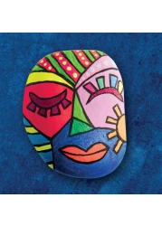 Hinkler Craft Maker Neon Rock Art Kit - DIY Rock Painting Set includes 24-page book, 4 rocks, paintbrush, double-ended neon paint pen, paint pots,
