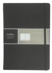 Collins Legacy A5 Hard Cover Notebook, 240 80gsm Square Pages - Black Cover