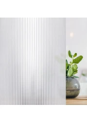 Mangobox Privacy Window Film Frosted Fluted Window Film Static Cling Window Sticker Reeded Glass Tinting for Bathroom Door Covering UV Block Etched Vertical Strips 175X 787 inches