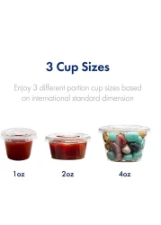 Yesocea [100 Pack] 4 Oz. Clear Plastic Disposable Portion Cups With Lids Sampling Cups, Portion Control Cups, Slime Container