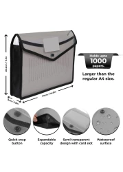 Essen Plastic File Folder Clear Transparent Bag Expandable File Organizer Document Holder - Set of 5 colors