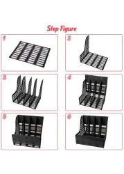Generic Large Space Magazine File Holder Organizer Box With 4 Vertical Compartments, Desktop, File Documents