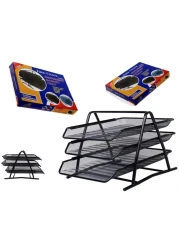 Generic Metal A4 Paper Office Mesh Document Basket File Paper Tray Letter Organizer Holder Desktop Accessories-3 Tires [Ebjs3001]