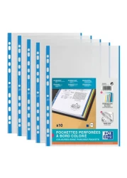 Elba Edge Coloured Punched Bag Assorted A4 10 Pockets