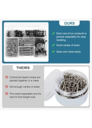 Binder Clips Paper Clips Assorted Sizes 340pcs Black Binder Clips Jumbo Paperclips Set Large Paper Clips for Office School Supplies Binder Paper Clips in Container with Compartments