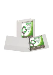 Samsill Earths Choice Biobased Durable 3 Ring View Binder 2 Inch Round Ring Up to 25 Plant Based Plastic USDA Certified Biobased White
