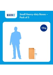 Markq [5 Pack] Small Double Wall 100% Recyclable Corrugated Cardboard Moving Boxes with 15 KG capacity, 41 x 33 x 33 cm Brown Carton for Packaging, Shipping and Storage, 5 ply