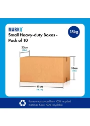 Markq [10 Pack] Small Double Wall 100% Recyclable Corrugated Cardboard Moving Boxes with 15 KG capacity, 41 x 33 x 33 cm Brown Carton for Packaging, Shipping and Storage, 5 ply