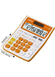Casio MJ-12VCb-RG 300 Steps Check &amp; Correct Colourful Desktop Calculator (Orange)