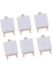 Generic 6 Sets Mini Canvas White Blank Small Canvas With Wooden Easel Canvas Panel Boards For Artist Painting Business Wedding Christmas Decoration