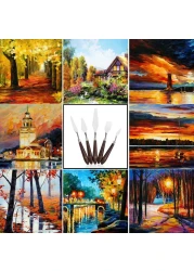 Generic Generic 5Pcs Stainless Steel Paint Scraper, Wooden Handle Palette Painting Knife Set, Watercolor Oil Acrylic Paint Spatula, Metal Art Tools, Oil Painting Accessories