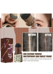 Eyebrow Stamp Stencil KitOne Step Brow Stamp Shaping Kit 3 in 1 Hairline Shadow Powder with 24 Reusable Eyebrow Stencils Hair Root Dark Brown