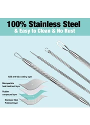 3Pcs Blackhead Remover Pimple Popper Tool Kit Pimple Extractor Acne Treatment Surgical Grade Blackhead Comedone Removal Popper Tool Cleaning Brush for Face Nose Lips