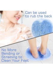 Pack of 2 Shower Foot Scrubber Mat Back Washer Back Exfoliating Bath Wash Pad Wall Mounted Slip Suction Cups Foot Scrubber for Use in Shower Cups Foot Cleaner for Men and Women" Blue