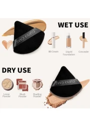 6 Pcs Triangle Powder Puff with 2 Travel Cases Setting Powder Puffs for Face Velour Makeup Puff for Loose Powder Body Powder Blender Sponge Foundation Blending Sponges Beauty Tools