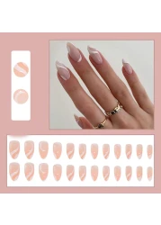 24 Pcs Coffin Press on Nails Long Sunjasmine Fake Nails Glue on Nails Glossy False Nails with Glue Acrylic Nails for Women and Girls White Swirl