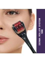 ديرما رولر لنمو الشعر وشد الجلد والعناية باللحية وندبات حب الشباب وعلامات التمدد أسطوانة الوخز بالإبر الدقيقة للوجه وفروة الرأس واللحية أداة سهلة الاستخدام للعناية بالبشرة