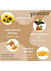 PURA DOROrganic Nail Cuticle Oil 4oz Enriched with Biotin Vitamin E Natural Ingredients Nourishing Treatment for Nail Growth Healthy Beds