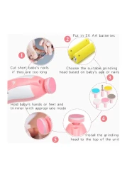 Electric Baby Nail Trimmer with LED Light - Safe &amp; Gentle Nail File for Newborns &amp; Toddlers 6 Grinding Pads for Toes &amp; Fingernails, Quiet Motor, Portable Infant Nail Care Kit - Pink
