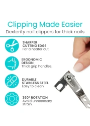 Vive Senior Toenail Clippers for Thick Nails Heavy Duty Podiatrist Trimmers for Elderly Adults Fingernail Care Set for Hands Toes Arthritis Diabetics Hand Pain Professional Sharp Clippers