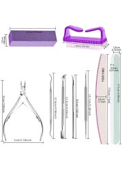 Nail File and Buffer Kit3 Pcs Double Sided Nail FileSponge Buffer Block with Cuticle Clipper Nail Brush Rectangular Nail Buffer for Dead Skin Trimming Manicure Tool Set