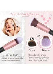 BESTOPE PRO 16Pcs Makeup Brushes Set 4Pcs Beauty Blender Sponge Set and 1 Brush Cleaner Premium Synthetic Foundation Brushes Blending Face Powder Eye Shadows Make Up Brushes Kit Rose Gold