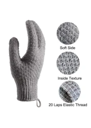 Bath Exfoliating Gloves Scrub 4 Pcs Lengthened and Large Exfoliating Scrubbing Gloves for Shower Spa Massage Scrub Exfoliating Mitts for Body Face Hand and Foot Black and Gray