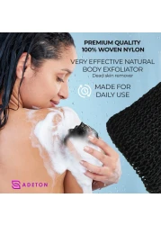Adeton African Net Sponge Authentic Real Black Owned Exfoliating Bath Wash Cloth Long Sponge Body Exfoliator Sapo Shower Bath Accessories Back Foot Scalp Scrub Flat Dead Skin Remover Black