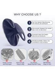 BEAUTAIL Silicone Body Scrubber Shower Bath Wash Brush Gentle Exfoliating Scrub Cleansing Loofah for Women Men Baby Sensitive Skin Easy to Clean Lather Nicely More Hygienic 1 Pack Blue